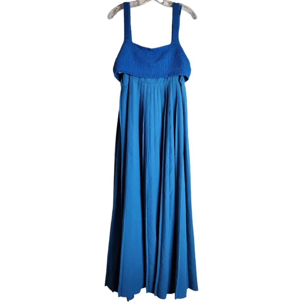New Anthropologie Mare Mare Pleated Maxi Dress Cobalt Blue size L - Picture 5 of 14